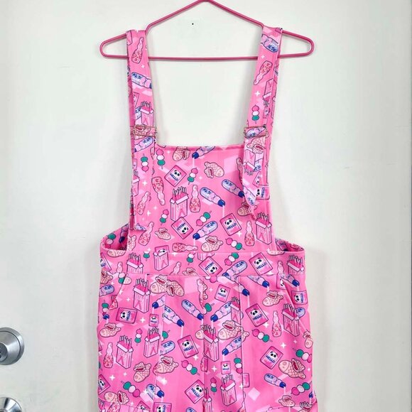 Japanese Sweets Shorts Overalls | Dango Pocky Taiyaki Ramune Print - Picture 3 of 6